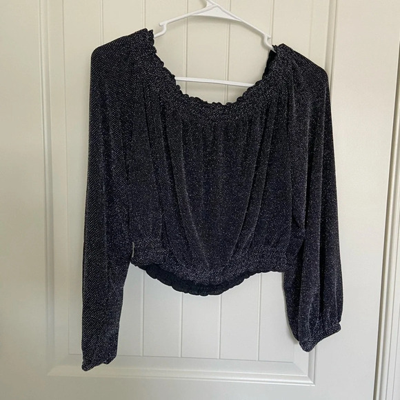 Divided H&M women’s sparkly black off shoulder‎ blouse — medium - Picture 5 of 6